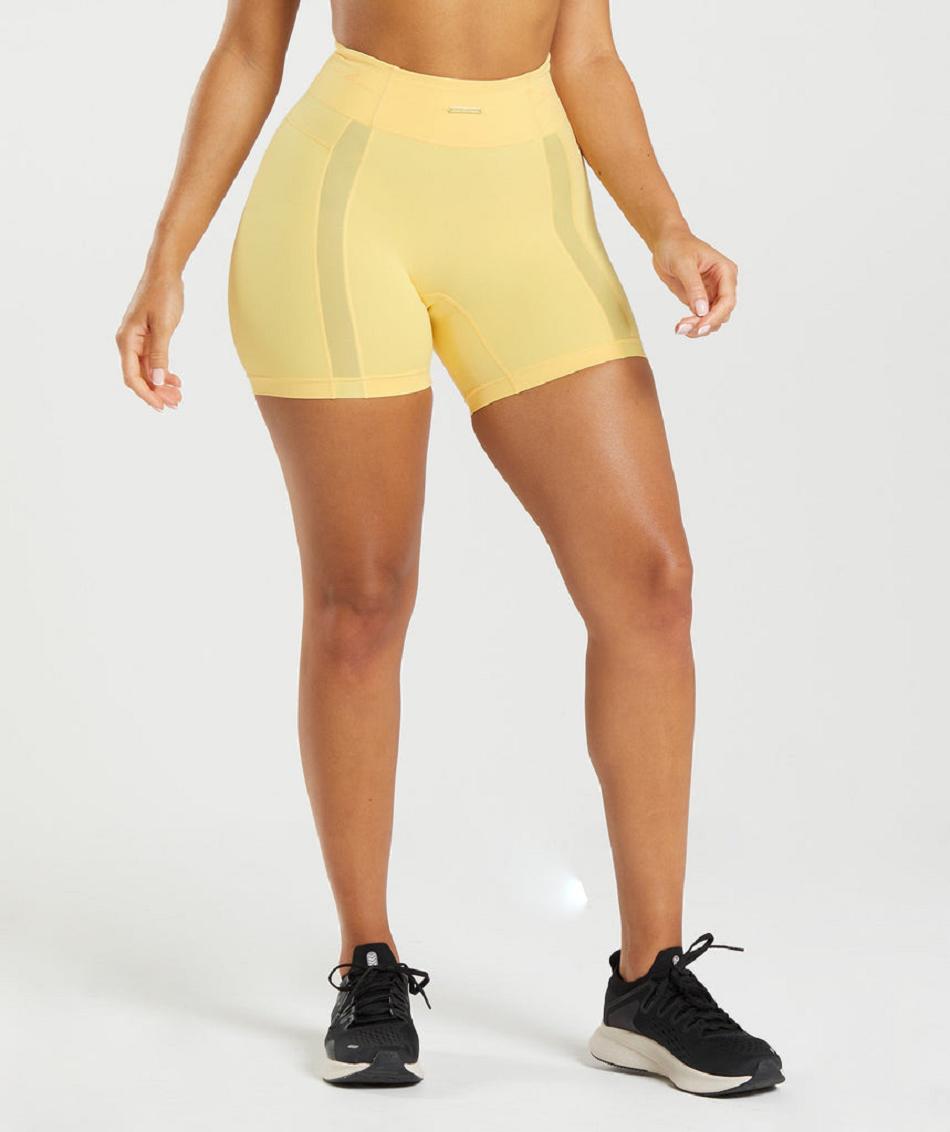 Pantalones Cortos Gymshark Whitney Mesh Mujer Amarillo | CO 2774ZUT